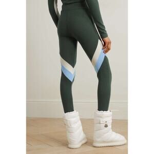 WE NORWEGIANS Voss Striped Merino Wool-Blend Pique Leggings Green - XS